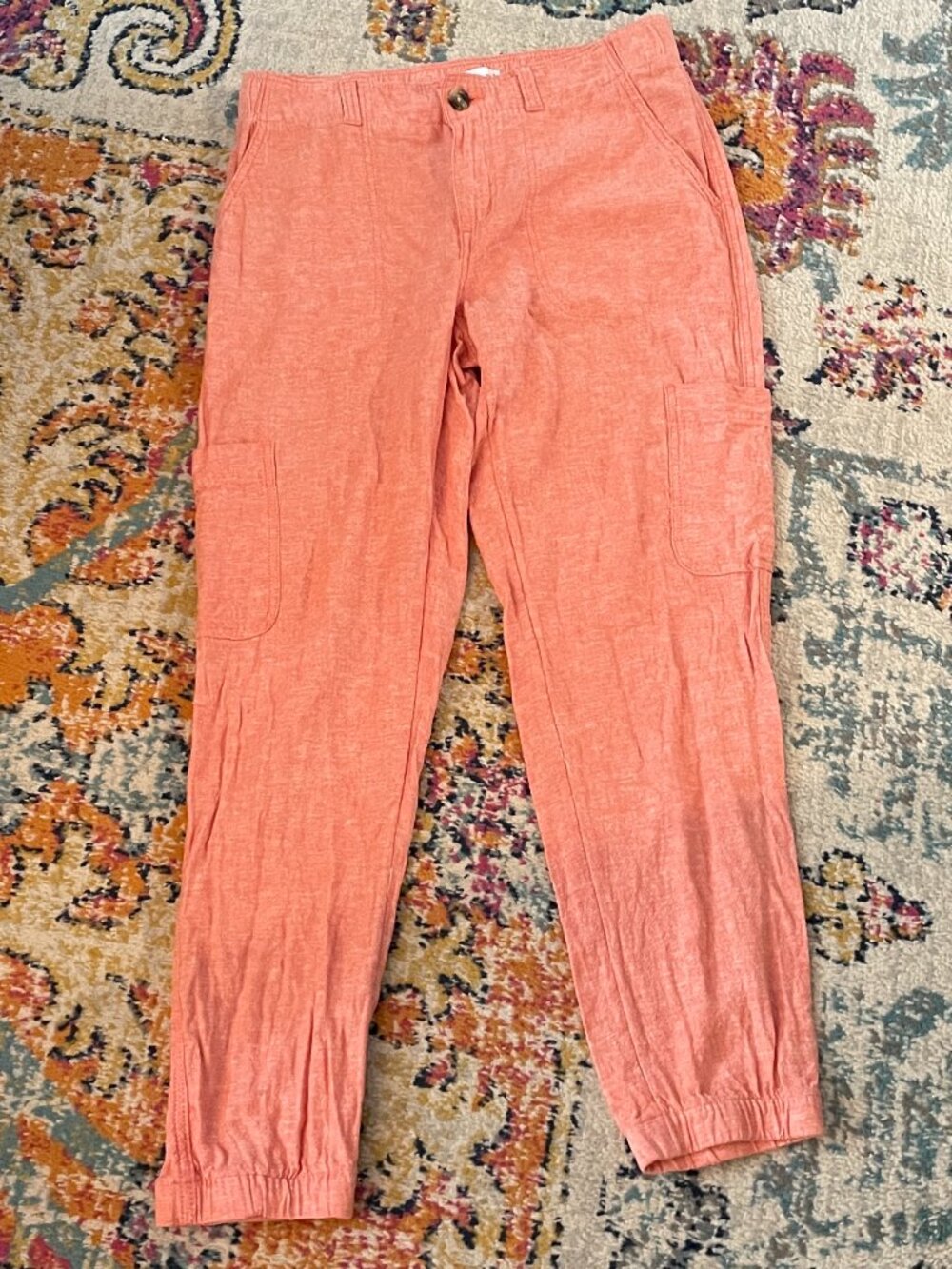 Sonoma Mid Rise Elastic Cuff Leg Linen Pants-Womens 8
